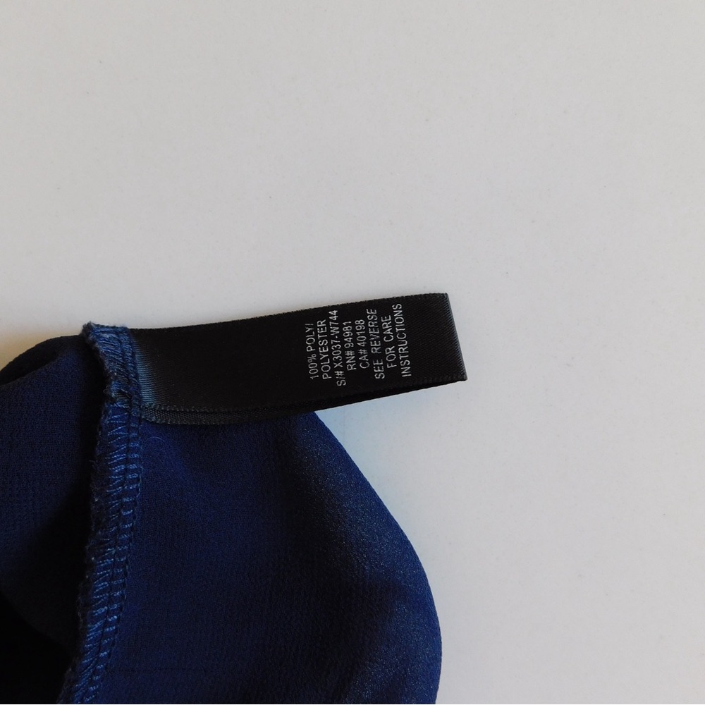 Forever 21 Deep Blue Sheer Blouse with Neck Tie - Picture 4 of 4